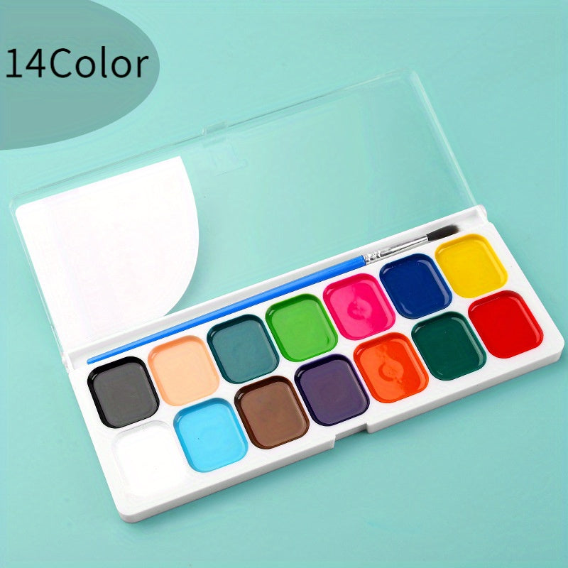 Watercolor Paint Set with Brushes in Portable Case