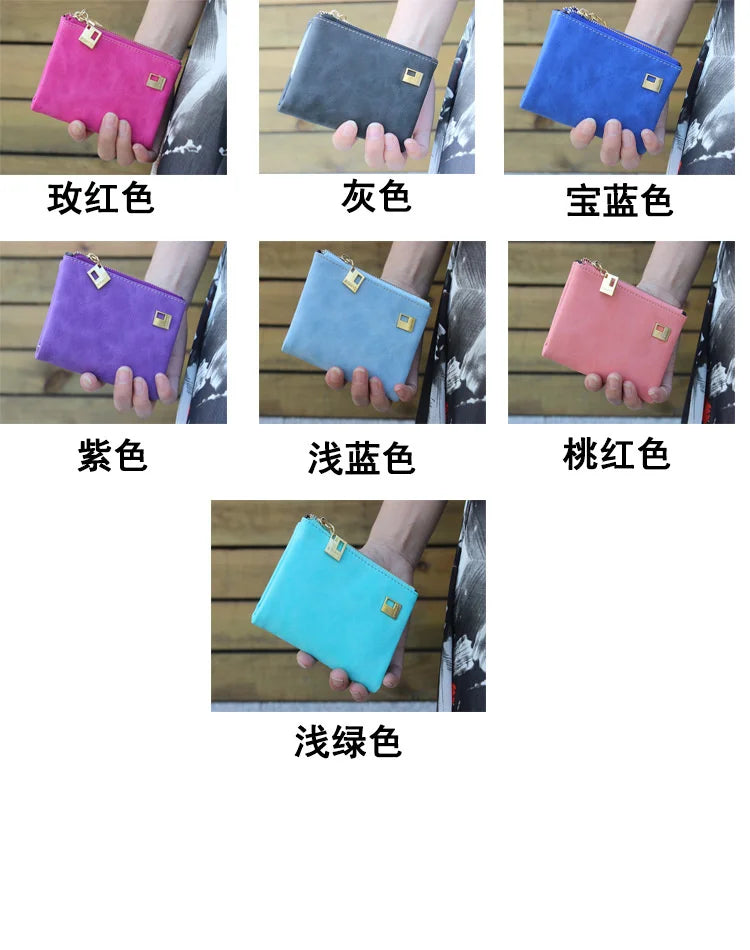 Frosted Double Zipper Short Wallet for Women