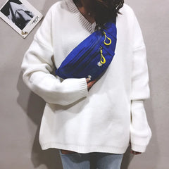 Yellow Mini Messenger Bag Canvas Fanny Pack Street Money Bag