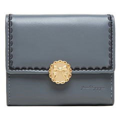 Women's Short Fresh Bow Buckle Zipper Three-Fold Wallet