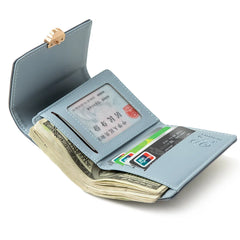 Women's Short Fresh Bow Buckle Zipper Three-Fold Wallet
