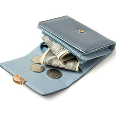 Women's Short Fresh Bow Buckle Zipper Three-Fold Wallet