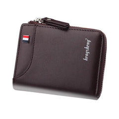 Men's Short Wallet PU Leather Small Zipper Coins Bag