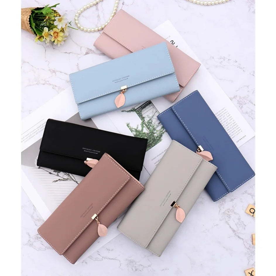 Leaf Pattern Women's Long Wallet Handbag
