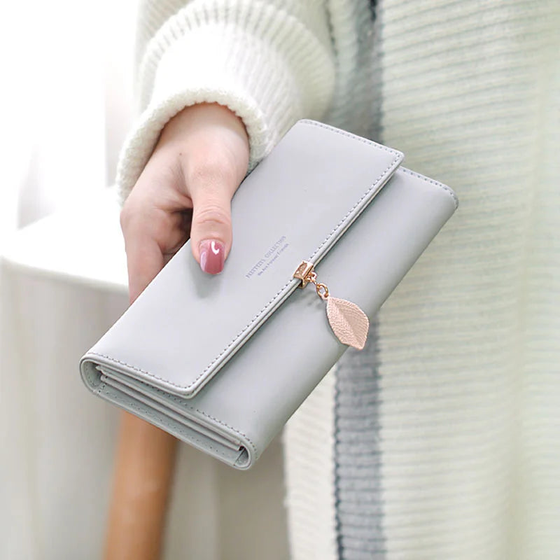 Leaf Pattern Women's Long Wallet Handbag