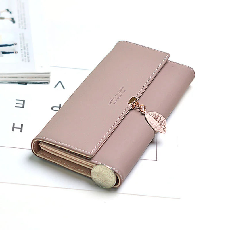 Leaf Pattern Women's Long Wallet Handbag