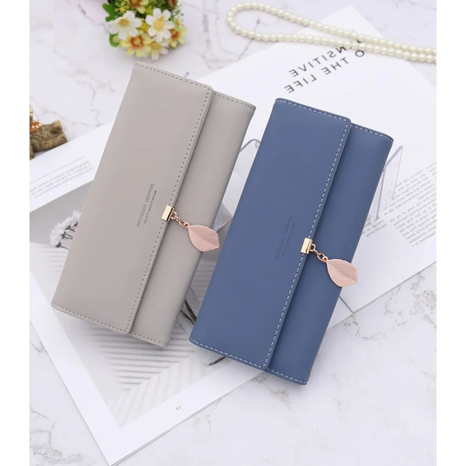 Leaf Pattern Women's Long Wallet Handbag