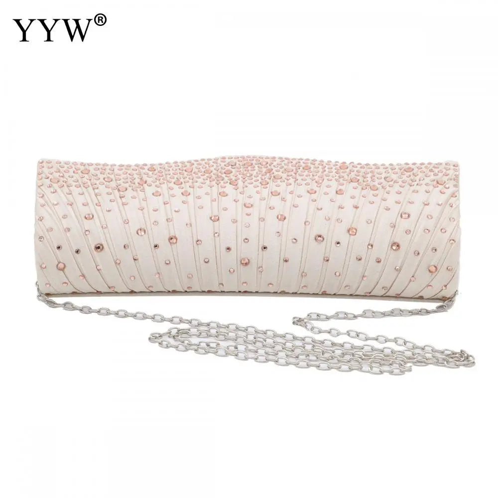 Pink Rhinestone Wedding Clutch Bag for Women