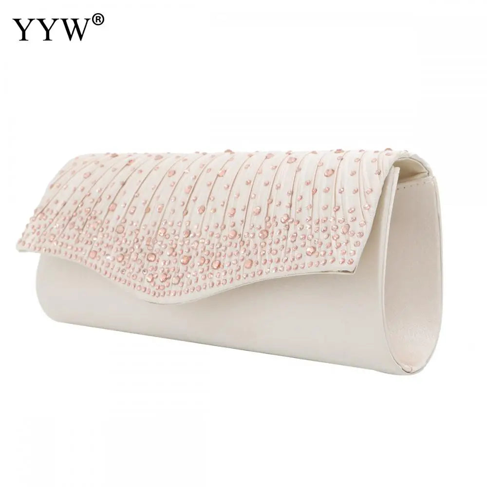 Pink Rhinestone Wedding Clutch Bag for Women