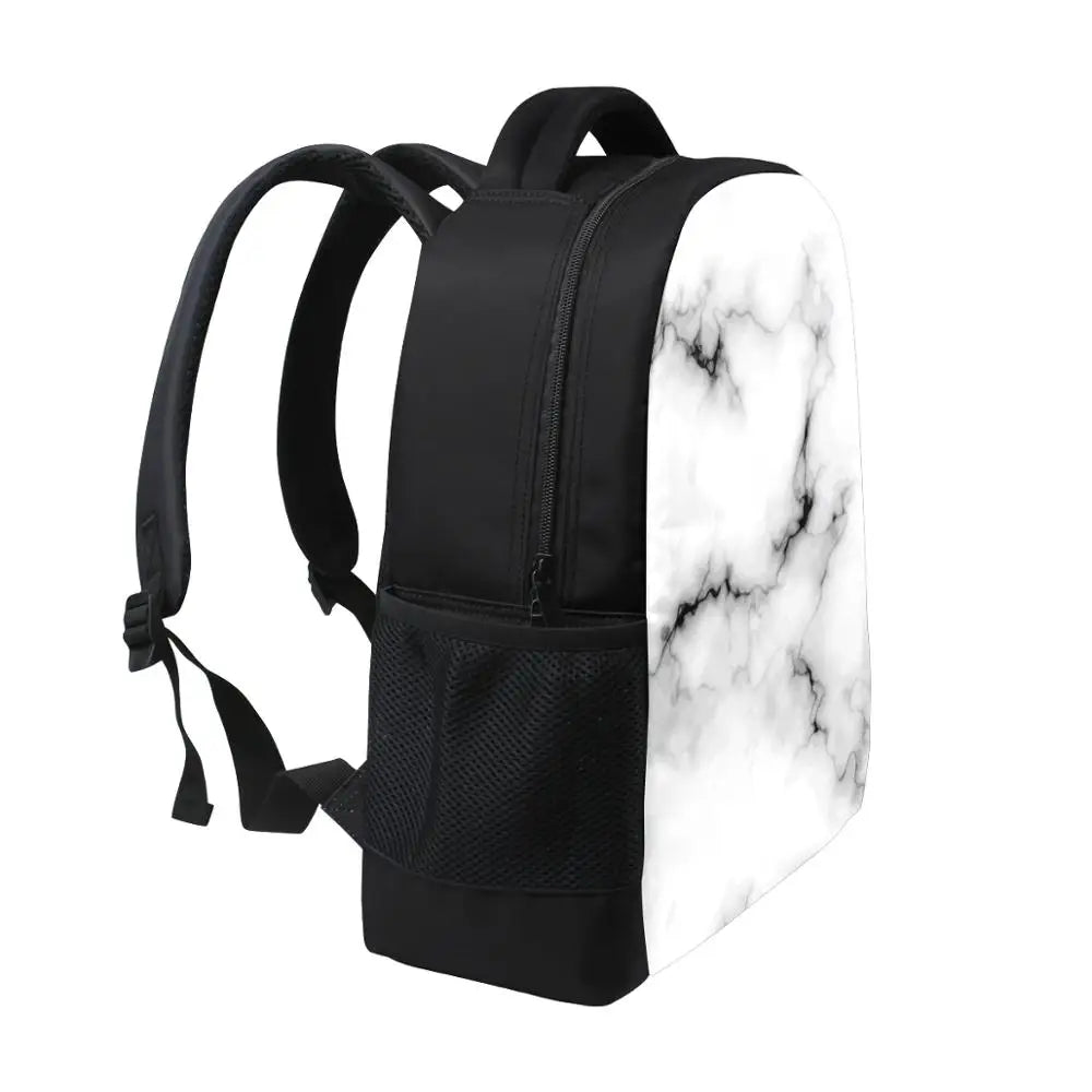 Girls School Backpack Marble Print Waterproof Book Bag