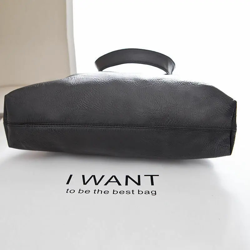 Women Large Capacity Briefcases Bag Casual PU Leather Briefcases Shoulder Bag