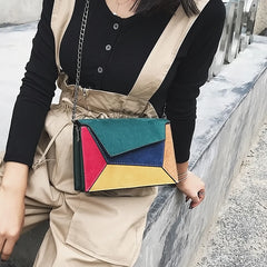 Retro Matte Patchwork Crossbody Bag Women