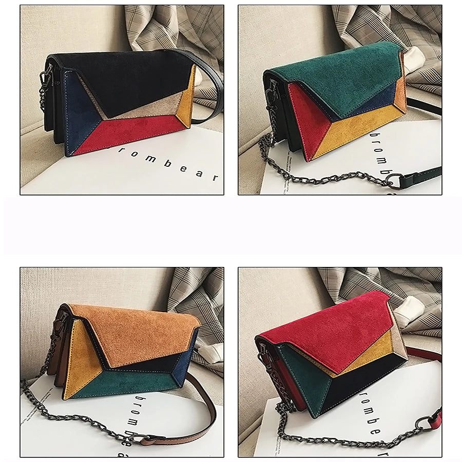Retro Matte Patchwork Crossbody Bag Women