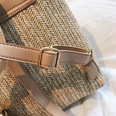 Women Small Backpack Purse PU Weave Mori Girl