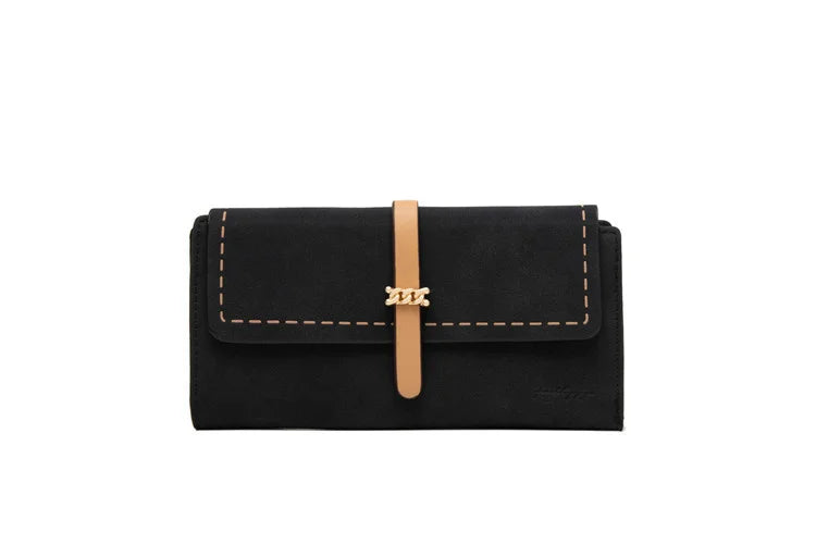 Women's Long Wallet Frosted Zipper Folding Three Fold Short Wallet
