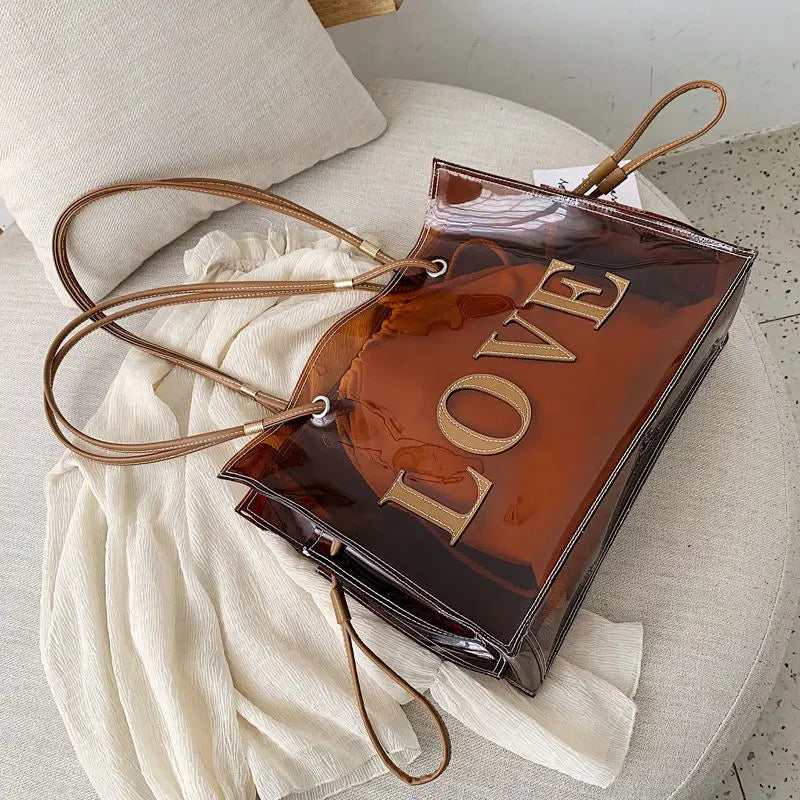 Large Capacity Transparent Tote Bag Shoulder Handbag