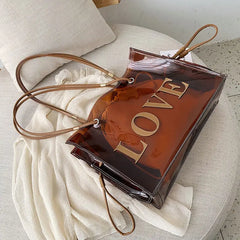Large Capacity Transparent Tote Bag Shoulder Handbag