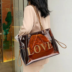 Large Capacity Transparent Tote Bag Shoulder Handbag