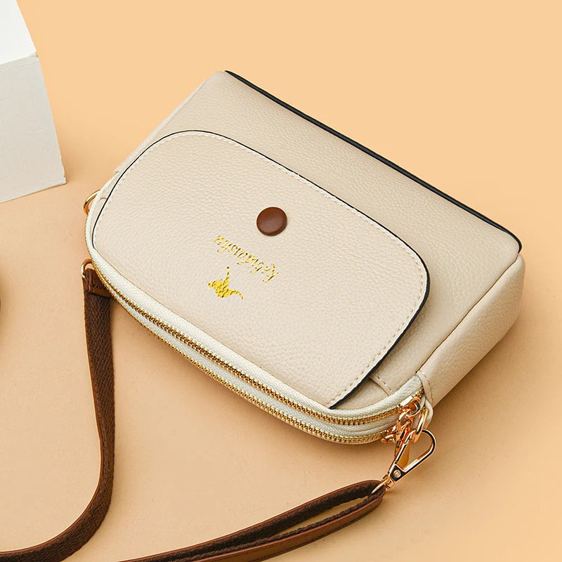 Women's Leather Crossbody Bag Small Flap Handbag