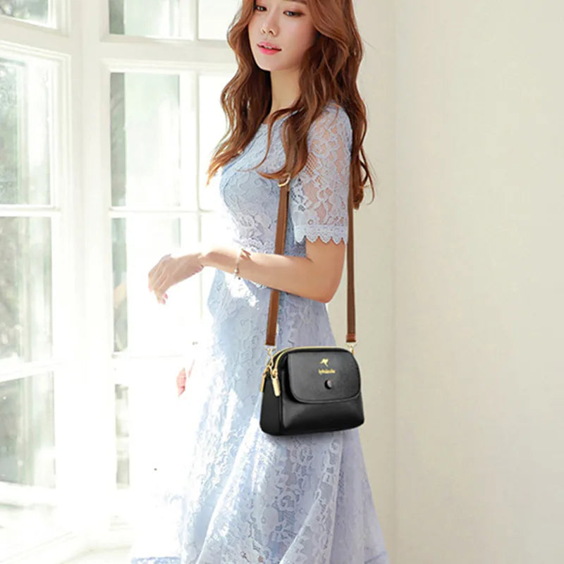 Women's Leather Crossbody Bag Small Flap Handbag