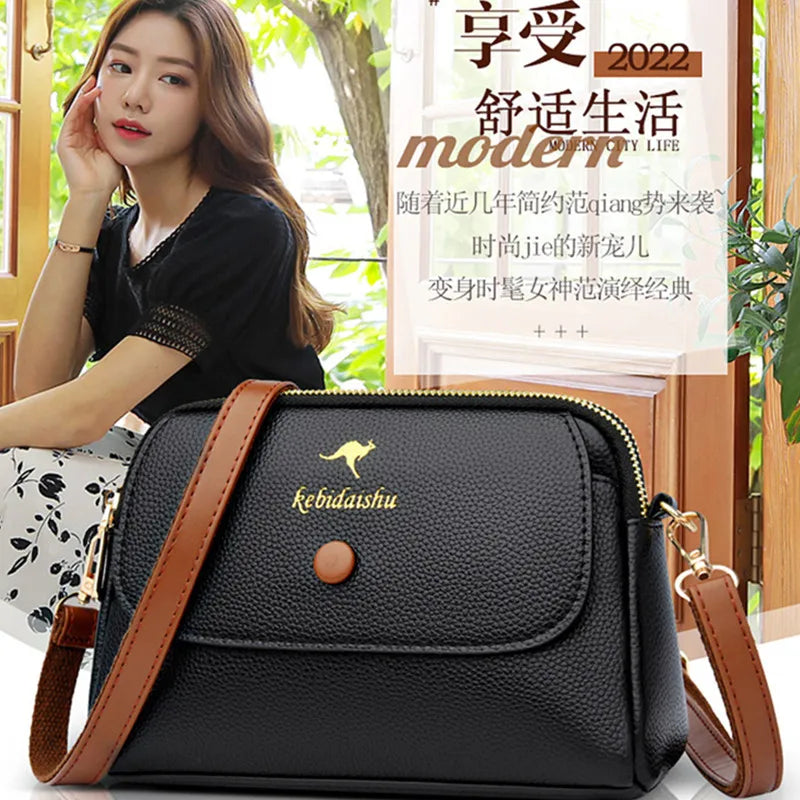 Women's Leather Crossbody Bag Small Flap Handbag