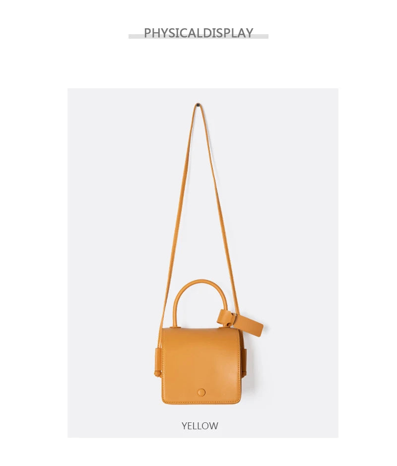 High Leather Handbag Casual Shoulder Crossbody Doctor Bag Retro Small Square Bag