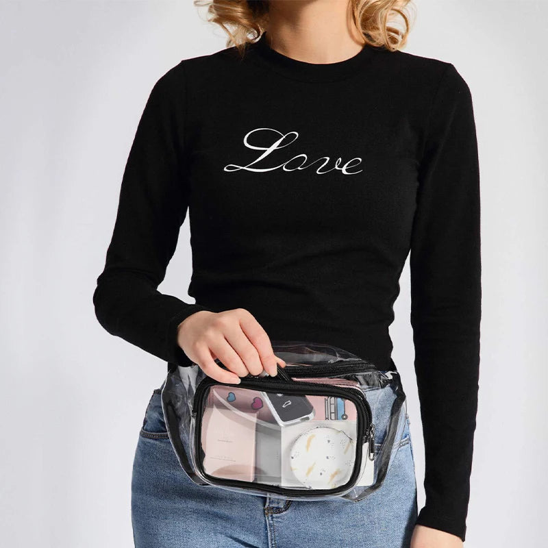 Transparent Waterproof Waist Bag PVC Fabric Zipper Shoulder Bag