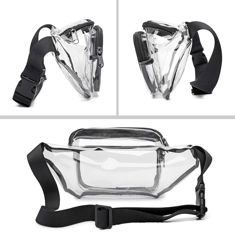 Transparent Waterproof Waist Bag PVC Fabric Zipper Shoulder Bag