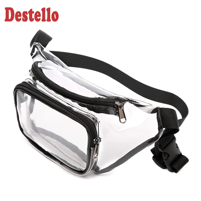 Transparent Waterproof Waist Bag PVC Fabric Zipper Shoulder Bag