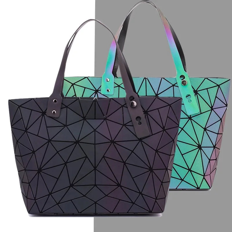 Geometric Luminous Shoulder Bag Foldable Tote