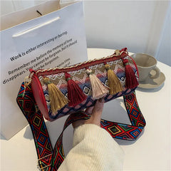 Bohemian Tassel Bucket Shoulder Bag for Women