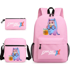 Zero Two Canvas Backpack 3 Piece Set Kids School Bags Supplies