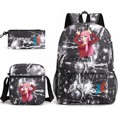 Zero Two Canvas Backpack 3-Piece Set for Children Boys and Girls