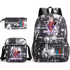 Zero Two 3 Piece Set Canvas Backpack for Kids Boys and Girls