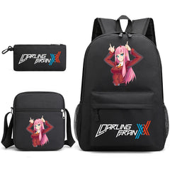 Zero Two Canvas Backpack 3-Piece Set for Children Boys and Girls